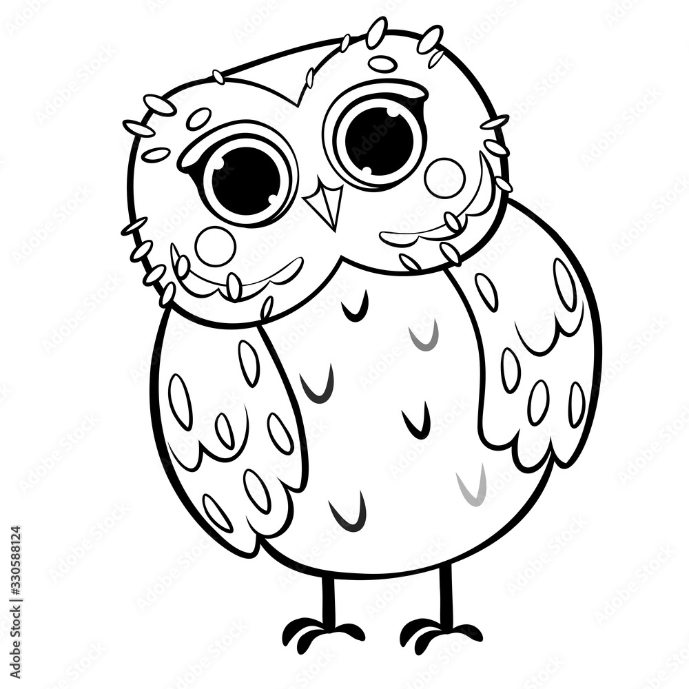 Coloring page outline of cute cartoon owl. Vector image isolated on