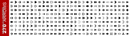 Set 270 arrow icon. Collection different arrows sign. Black vector arrows icons – stock vector