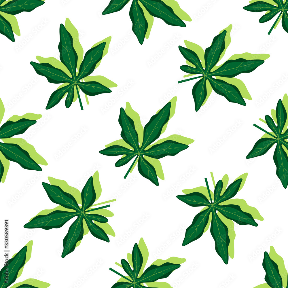 Summer seamless pattern. Tropical leaves. Vector illustration. Summer seamless pattern. Tropical leaves. Vector illustration.