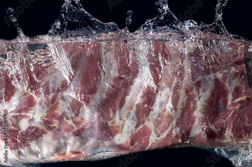 sous vide pork ribs in the water