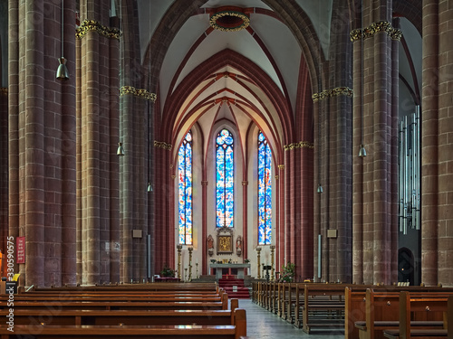 Obraz na plátně Interior of Collegiate Church of St. Stephan in Mainz, Germany