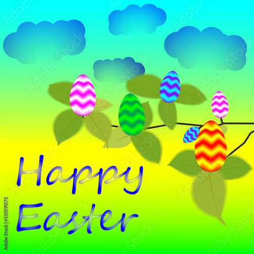 Greeting card Happy Easter in multicolored