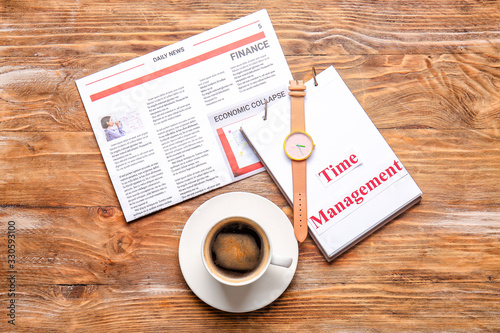 Watch, newspaper, notebook ...