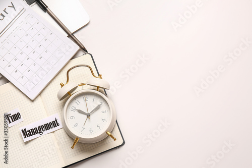 Notebook, calendar and alar...