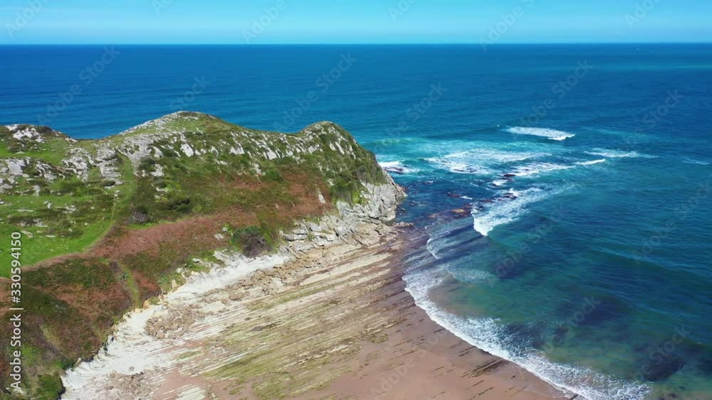 Aerial view of Cabo de Oyambre, San Vicente de la Barquera, Cantabrian Sea, Cantabria, Spain, Europe