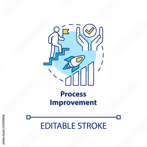 Process improvement concept icon. Workflow optimization idea thin line illustration. Work quality enhancement, skills development. Vector isolated outline RGB color drawing. Editable stroke