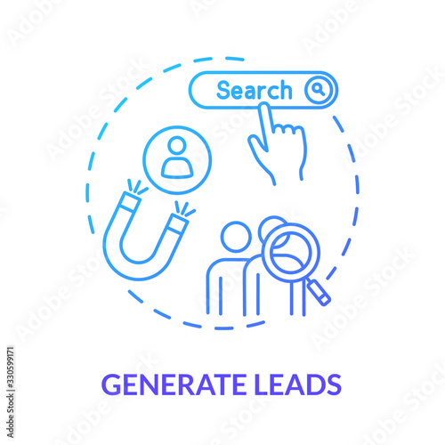 Generate leads concept icon. Inbound marketing, target audience attraction. Customer loyalty development idea thin line illustration. Vector isolated outline RGB color drawing