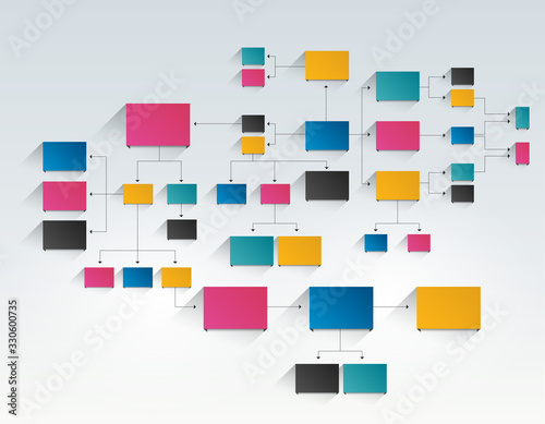 Infographics flowchart. Colored shadows scheme.
