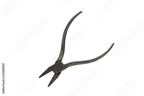 Old pliers with rust isolated on a white background.