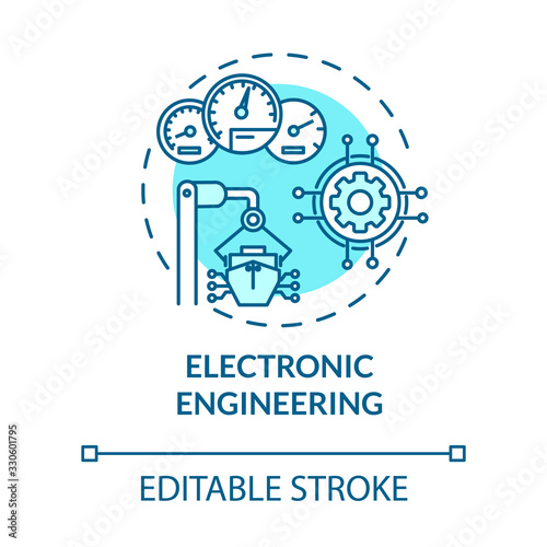 Electronic engineering turquoise concept icon. Ship devices maintenance. Vessel machinery fix idea thin line illustration. Vector isolated outline RGB color drawing. Editable stroke