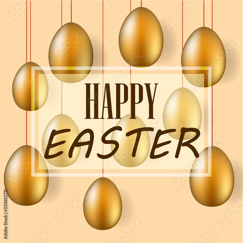 Easter card with golden eggs