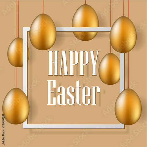 Easter card with golden eggs