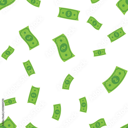 Green dollar bills seamless pattern. Money notes seamless pattern background for finance or business concept.