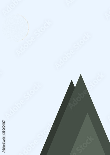 Moon and Mountains Panorame Generative Art background illustration