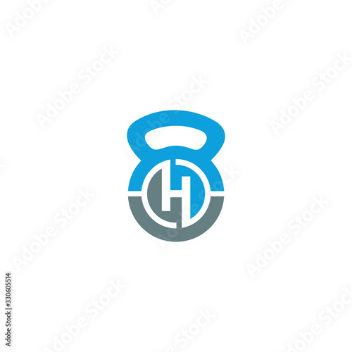 kettlebell Initials letter H logo Design Vector