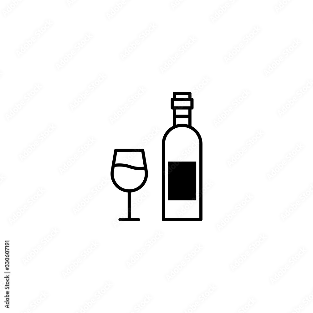 Glass And Bottle Of Wine icon isolated on white background. Alcohol icon. Vector illustration. Glass And Bottle Of Wine icon isolated on white background. Alcohol icon. Vector illustration.