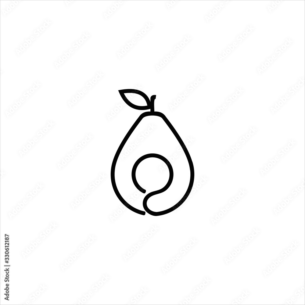 Avocado logo design vector image , avocado line logo design vector image, line avocado logo , logo avocado 
