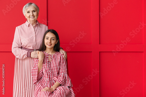 Portrait of young woman and...