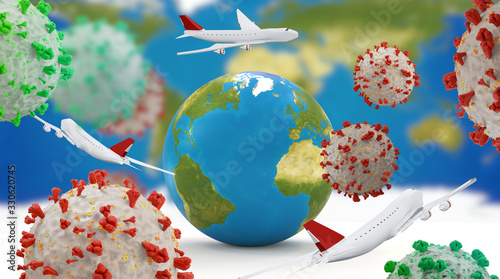 air planes globe and virus ...