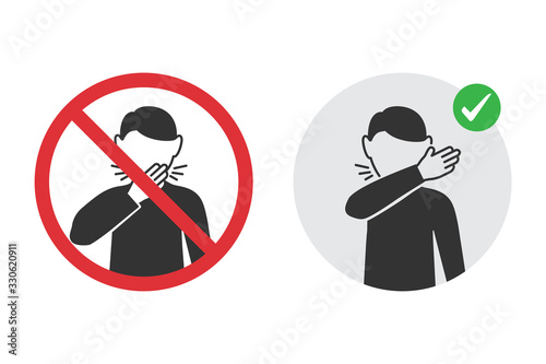 Prohibition signs for wrong cough and the correct method