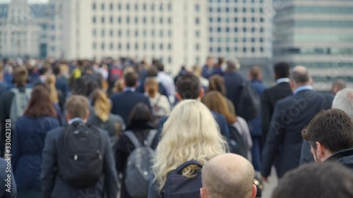 Wallpaper Mural Crowd of pedestrian commuters in London on cool morning in slow motion. Clip 35b Torontodigital.ca