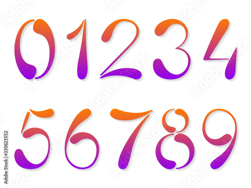 Paper numbers, figures isolated on white