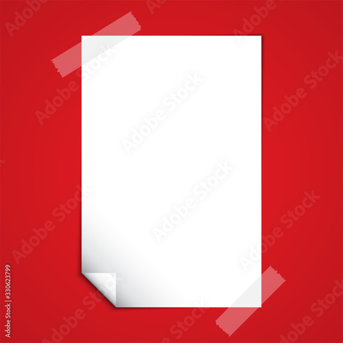 White Blank Paper Note on Red Background