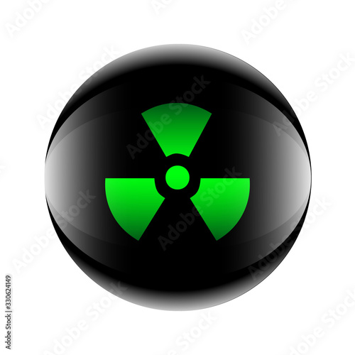 Radiactive icon black-green in the form of a ball. Vector eps 10