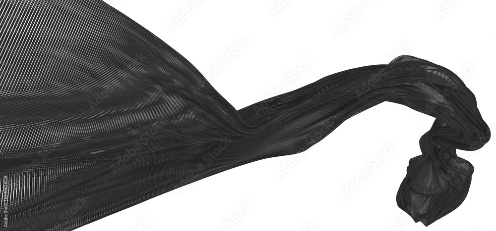 Beautiful flowing colored particles. Black wavy shape made of small cubes. 3D rendering image. Beautiful flowing colored particles. Black wavy shape made of small cubes. 3D rendering image.