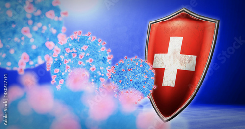 fight of the Switzerland with coronavirus - 3D render