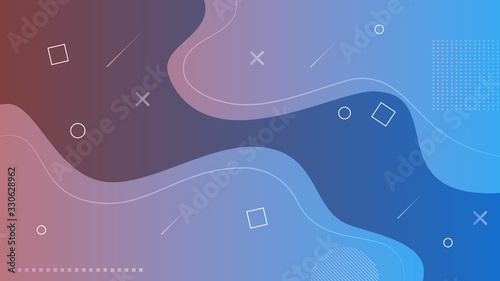 Fluid abstract shapes line red blue gradient vector background