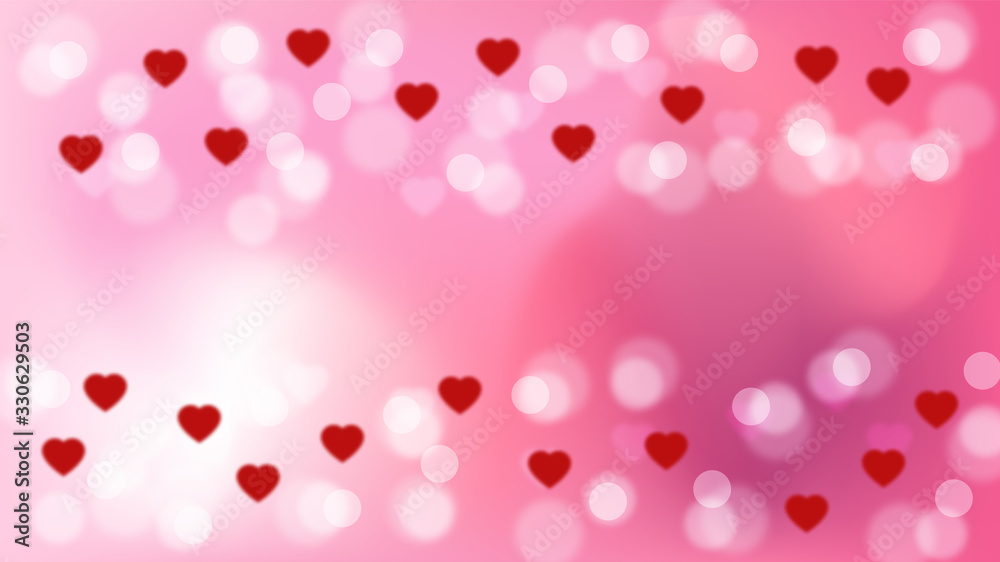 Hearts blur abstract shapes circles pink red gradient vector background