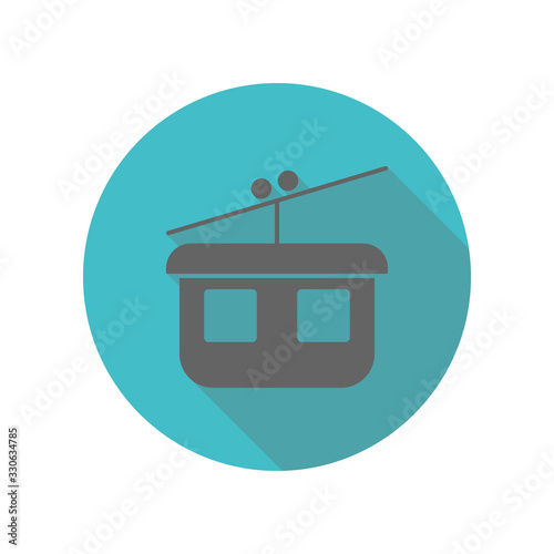 Cable car, funicular long shadow icon. Simple glyph, flat vector of transport icons for ui and ux, website or mobile application