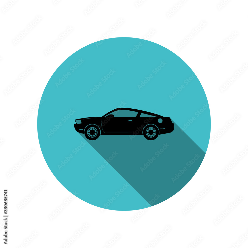 Muscle car long shadow icon. Simple glyph, flat vector of transport icons for ui and ux, website or mobile application