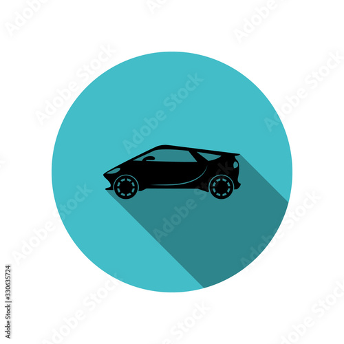 Electro sport car long shadow icon. Simple glyph, flat vector of transport icons for ui and ux, website or mobile application photo