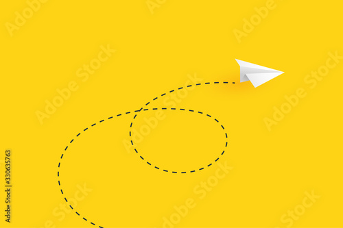 Paper airplane with business success and leadership concept landing page background.Vector illustration.