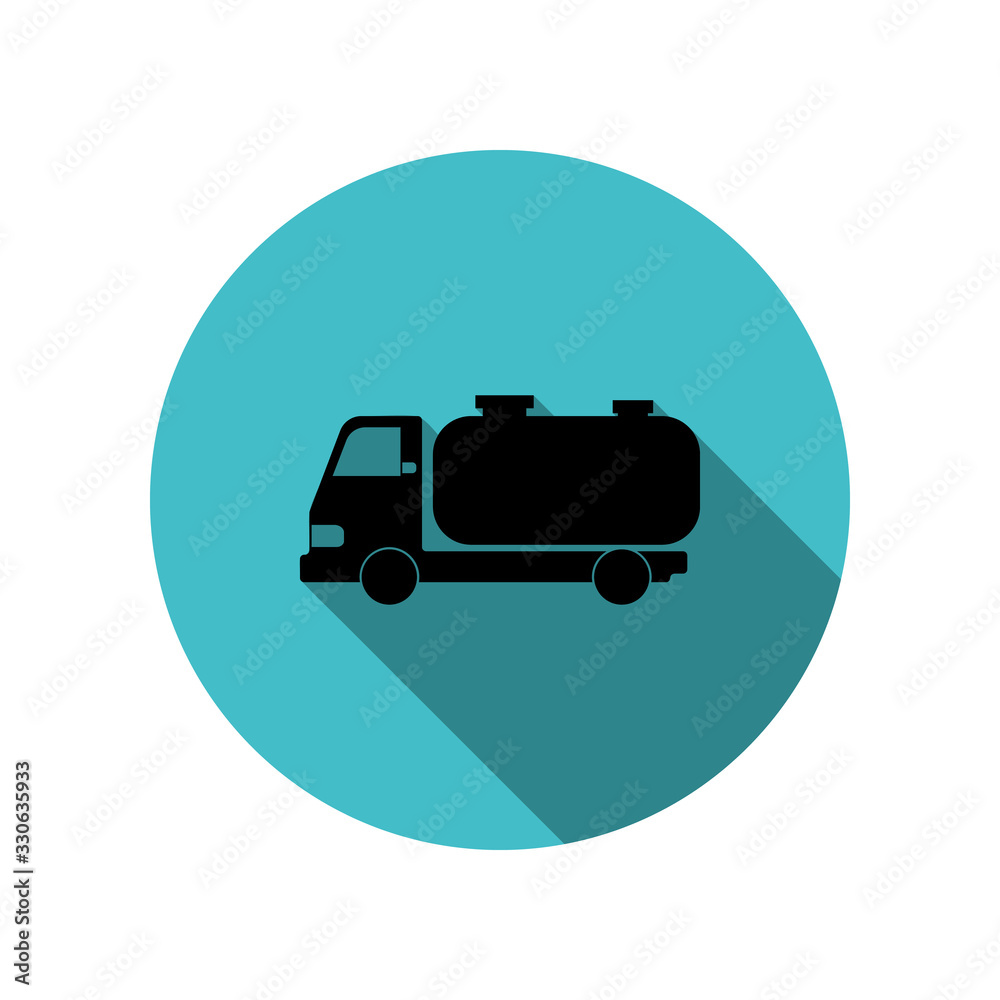 Truck auto barrel long shadow icon. Simple glyph, flat vector of transport icons for ui and ux, website or mobile application Truck auto barrel long shadow icon. Simple glyph, flat vector of transport icons for ui and ux, website or mobile application