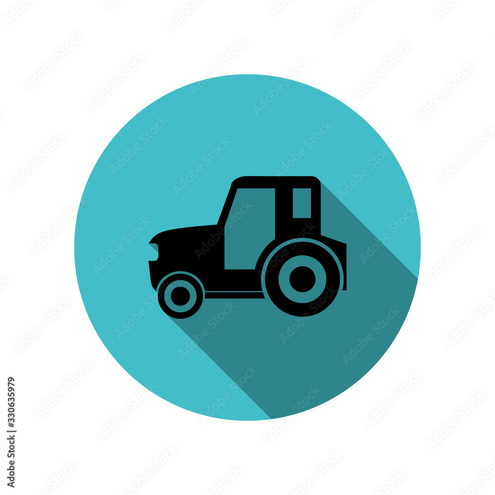 Tractor long shadow icon. Simple glyph, flat vector of transport icons for ui and ux, website or mobile application