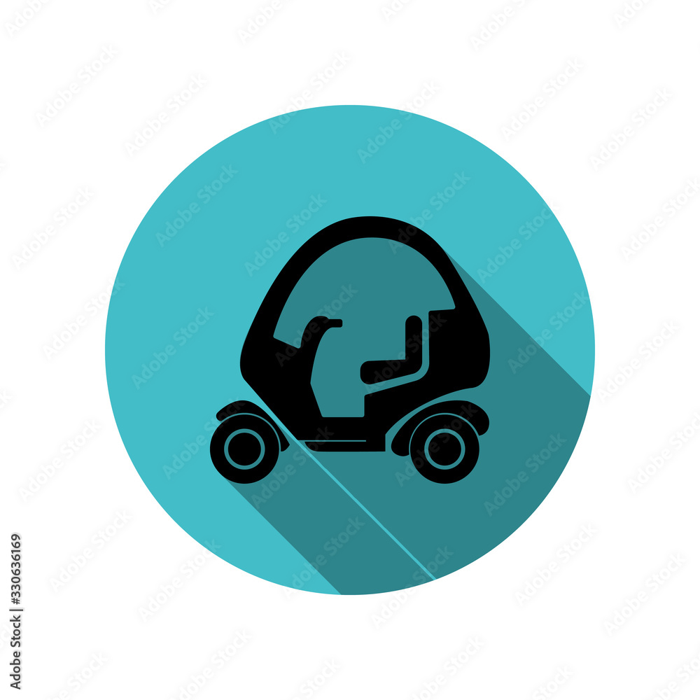 Golf cart isolated long shadow icon. Simple glyph, flat vector of transport icons for ui and ux, website or mobile application