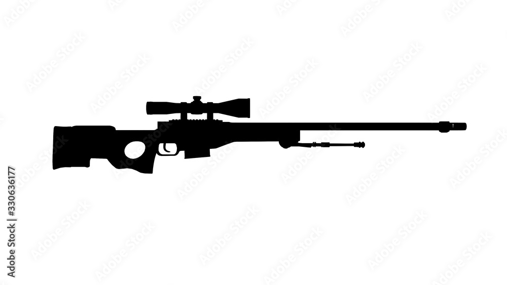 AWP Sniper Rifle silhouette. Vector illustration. AWP Sniper Rifle silhouette. Vector illustration.