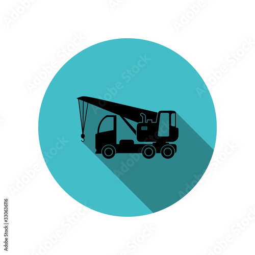 Truck crane silhouette long shadow icon. Simple glyph, flat vector of transport icons for ui and ux, website or mobile application