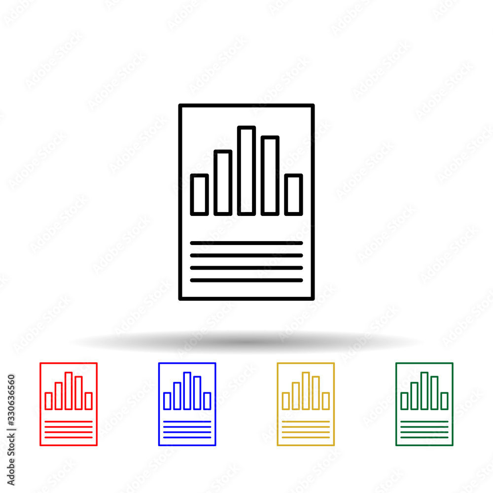 Statistics paper multi color icon. Simple thin line, outline vector of online and web icons for ui and ux, website or mobile application