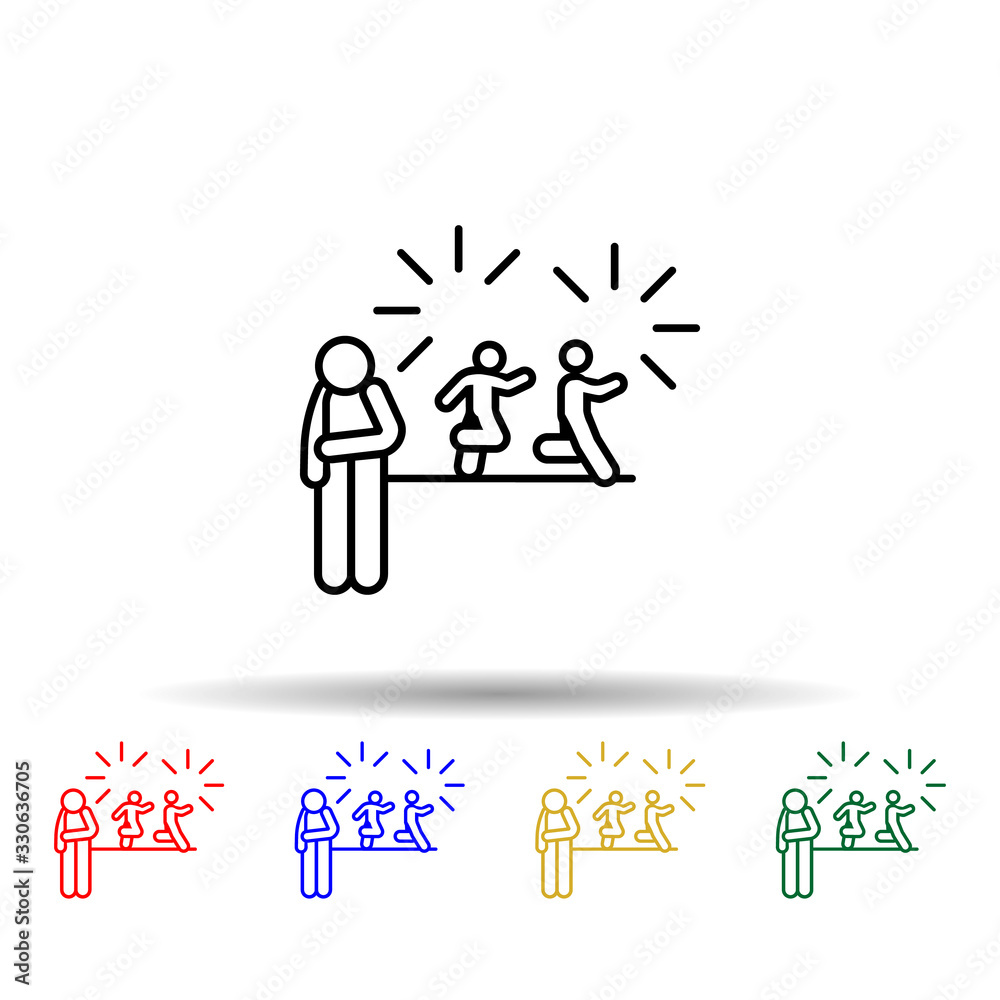Home schooling, feeling isolated multi color icon. Simple thin line, outline vector of home schooling icons for ui and ux, website or mobile application Home schooling, feeling isolated multi color icon. Simple thin line, outline vector of home schooling icons for ui and ux, website or mobile application
