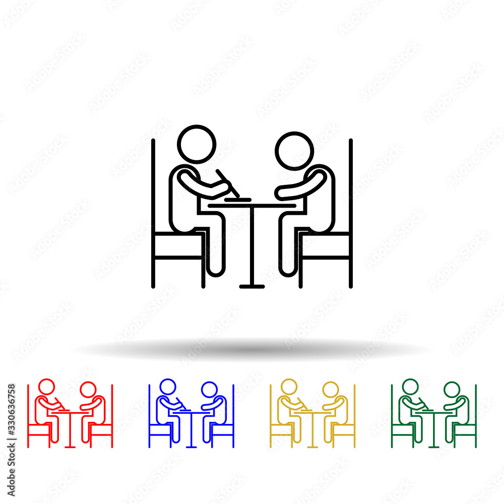 Home schooling, parent teaching multi color icon. Simple thin line, outline vector of home schooling icons for ui and ux, website or mobile application Home schooling, parent teaching multi color icon. Simple thin line, outline vector of home schooling icons for ui and ux, website or mobile application