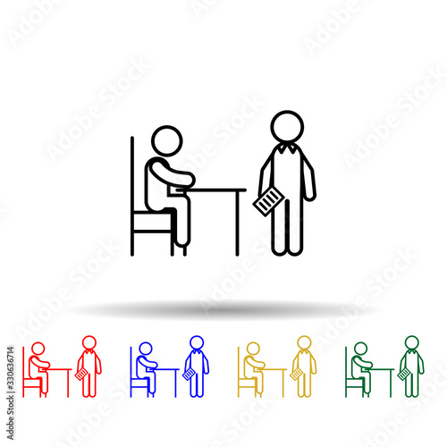 Home schooling, hiring tutor multi color icon. Simple thin line, outline vector of home schooling icons for ui and ux, website or mobile application