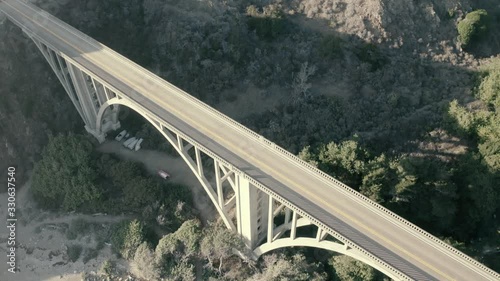 Vehicles on Bixby Creek Bridge Big Sur Central Coast California 