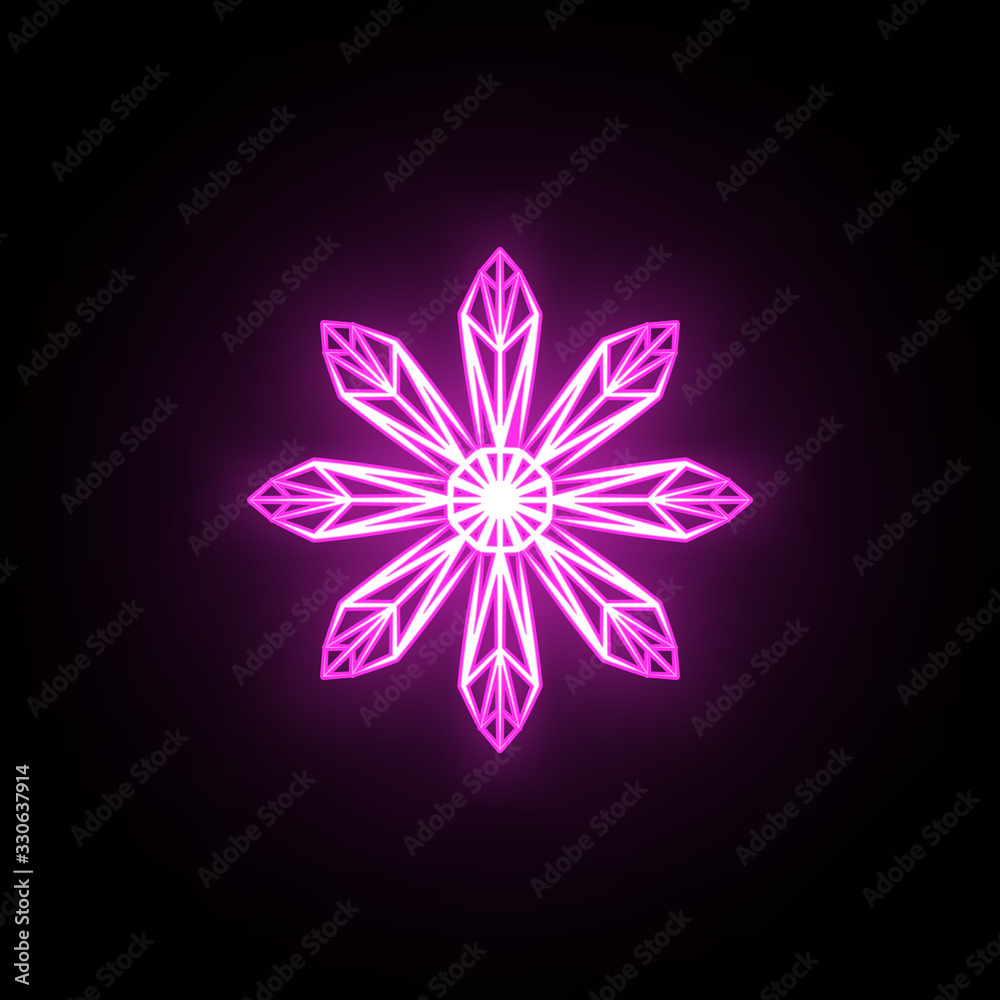 Fototapeta premium Snowflake neon icon. Simple thin line, outline vector of snowflake icons for ui and ux, website or mobile application