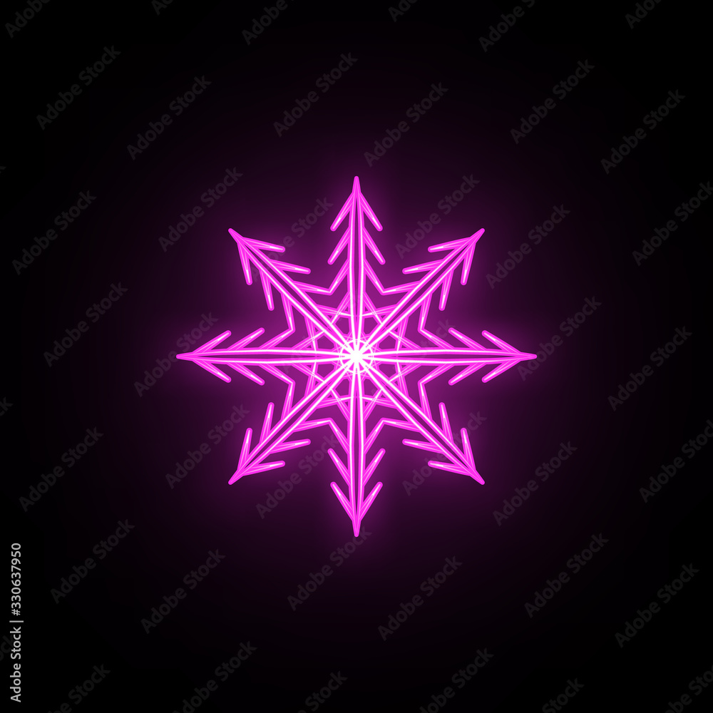 Snowflake neon icon. Simple thin line, outline vector of snowflake icons for ui and ux, website or mobile application Snowflake neon icon. Simple thin line, outline vector of snowflake icons for ui and ux, website or mobile application