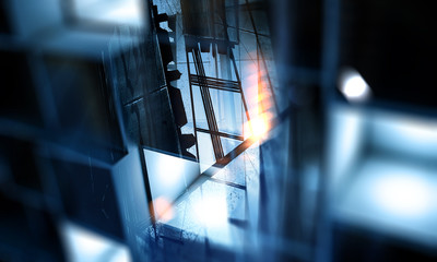 Technological industrial abstract background . Mixed media