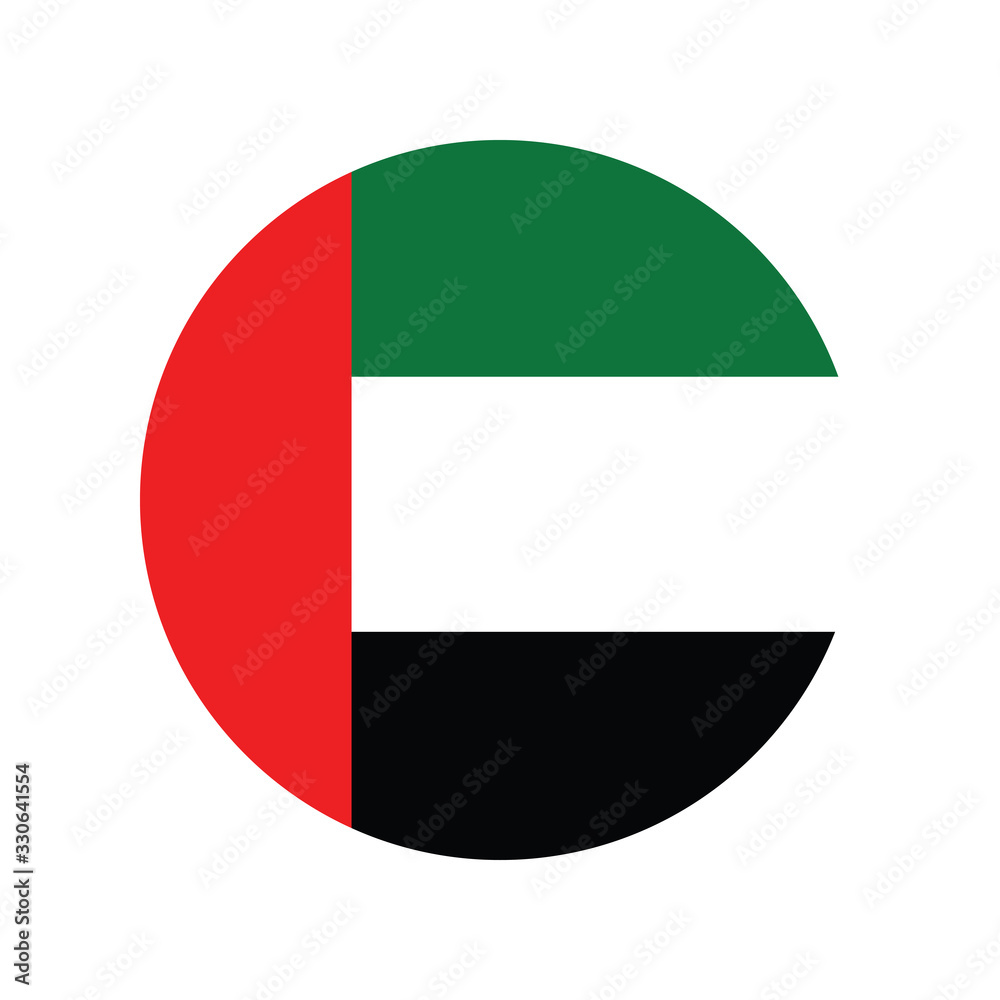 United Arab Emirates flag in glossy round button of icon. flag logo of United Arab Emirates emblem isolated on white background, United Arab Emirates national concept sign, Vector illustration. United Arab Emirates flag in glossy round button of icon. flag logo of United Arab Emirates emblem isolated on white background, United Arab Emirates national concept sign, Vector illustration.